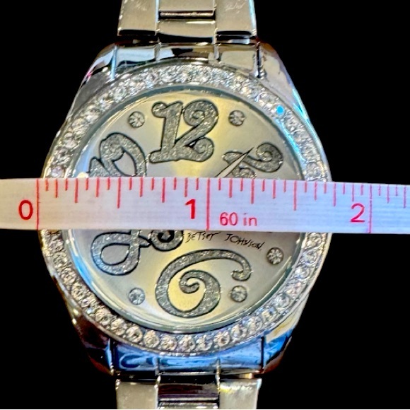 Betsey Johnson Silvertone Ladies Rhinestone / Crystal Encrusted Watch - Picture 8 of 8